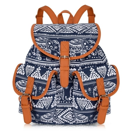 Girls Backpack-Fitbest Girls Ethnic Style Backpack Student School Bag Travel Bag for Travelling Popular Canvas Backpack for Women