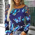 thumbnail image 2 of Blusa de manga larga con estampado de hombros descubiertos sexy para mujer Pompotops gfhjh20008, 2 of 5