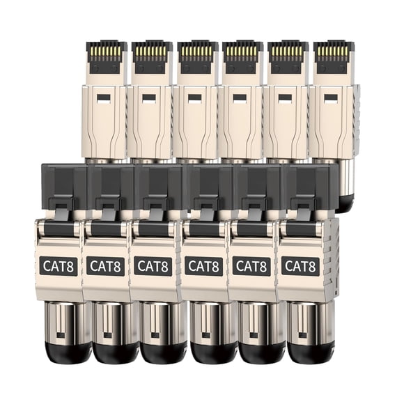 Conectores RJ45 Cat 8 ZOERAX sin herramientas, paquete de 12 unidades, 40 G, blindados