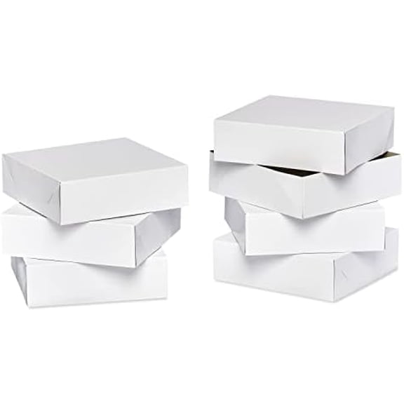 Square White Gift Boxes with Lids, for Birthdays, Holidays and All Occasions, (6 Boxes, 9'' x 9'')