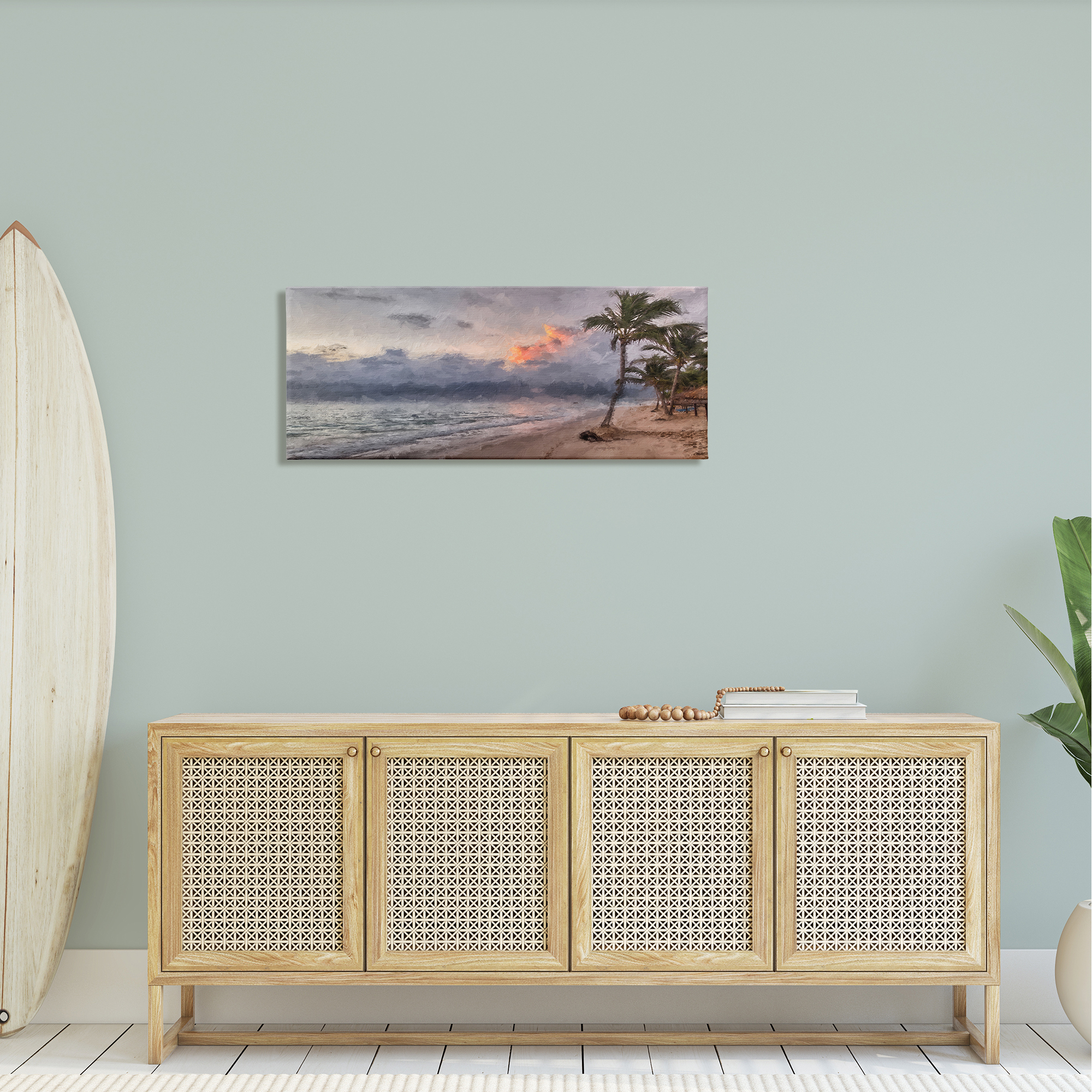 Stupell Tropical Sunset Palm Trees Coast Landscape Painting Gallery Wrapped Canvas Print Wall Art