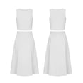 thumbnail image 4 of SOOMLON 2 Piece Skirt Set for Women Crew Neck Sleeveless Shirt Draped A Line Midi Skirt with Pockets High Waisted Outfits, 4 of 7