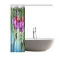 thumbnail image 2 of MYPOP Hummingbirds Decorations Shower Curtain, Hummingbirds and Tree Branch Fuchsia Flower Nature Art Fabric Bathroom Set with Hooks, 60W X 72L Inches Long, Purple Green, 2 of 2
