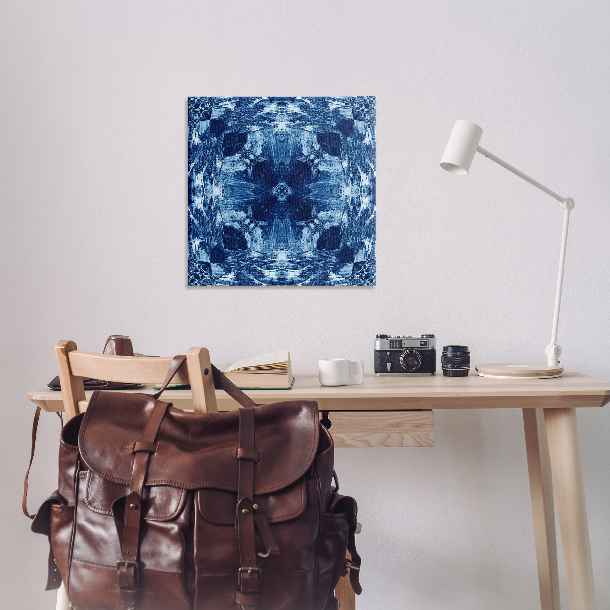 Stupell Industries Blue Mirrored Symmetry Abstract Painting Wrapped Canvas Art Print Wall Art, 30 x 30