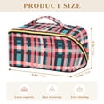 thumbnail image 4 of FORMRS Makeup Bag Travel Cosmetic Organizer for Women Fold Flat Zipper Pouch with Handle, Red Teal Stripes, 4 of 8