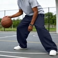 thumbnail image 3 of Naotn Mens Wide Leg Baggy Sweatpants Elastic Waist Drawstring Casual Full Length Trousers Running Gym Joggers with Pocket, 3 of 6