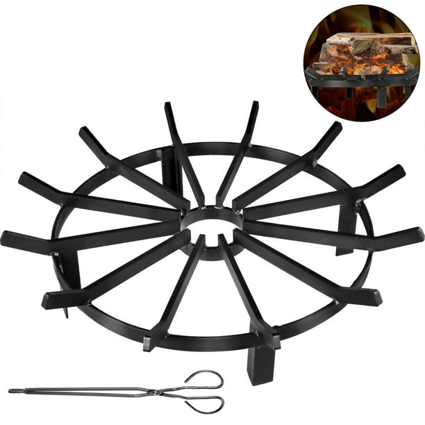 Fire Pit Grate Round Wheels, 24 Inch Round Fire Pit Grate