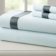 400 Thread Count 100% Cotton 4 pc sheet set with satin band White/Gray