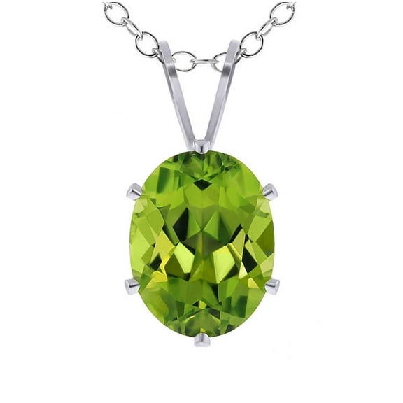 Gem Stone King Women's 8x6mm Oval Peridot 925 Silver Pendant (1.30 Ct )