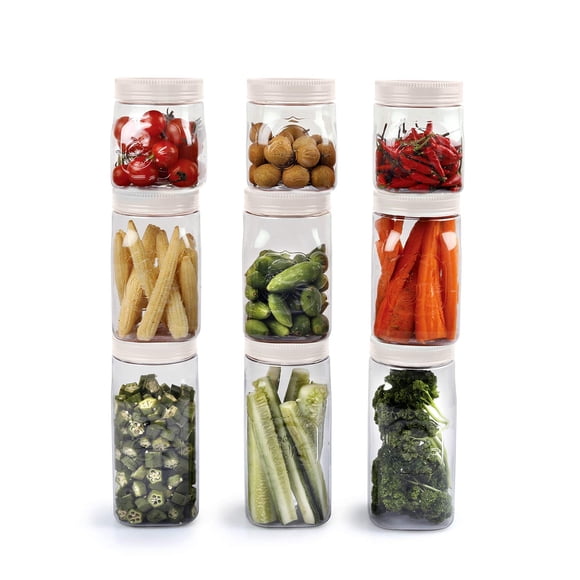 Fridge Door Plastic Canisters - Set Of 9, White, 500ml X3, 750ml X3, 1000ml X3 | 100% Food Grade & BPA Free Airtight Containers - Elegant & Durable With Easy To Open Lids