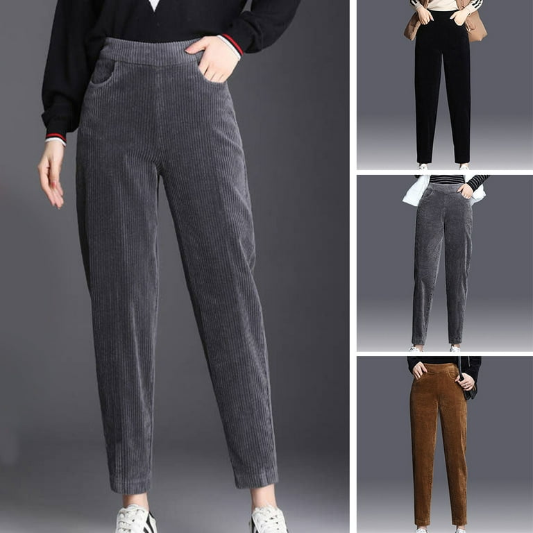 Corduroy Pants For Women Trousers For Women High Waisted Brown Corduroy  Pants Women M Coffee Thin