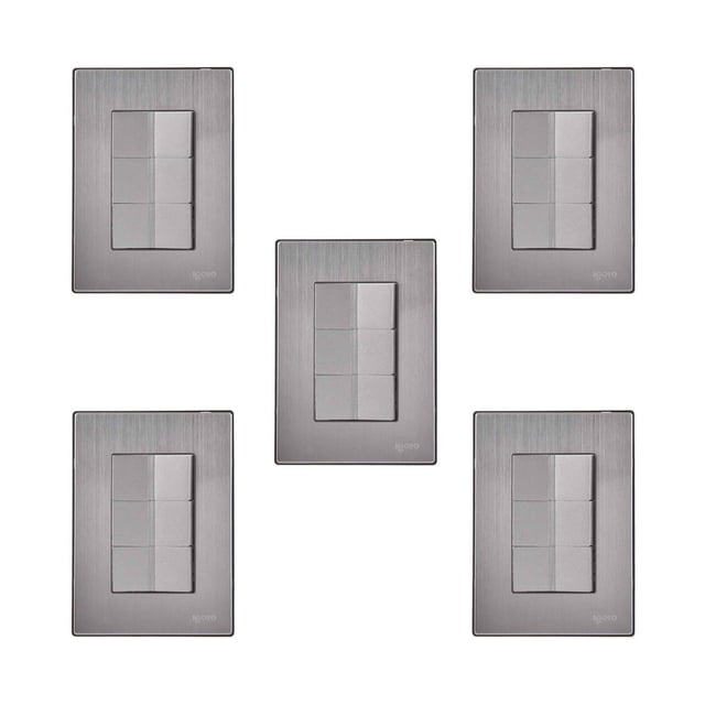 Placa Armada Inox 3 Apagadores Sencillos 1 Modulo Plata 5Pzs plateado 12cm