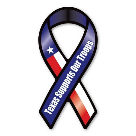 Mighty Mini Magnet - Texas Supports Our Troops Mini Ribbon Magnet