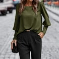 thumbnail image 4 of VUPSGEZ Womens Tops Solid Button Back Blouse Womens Tops Dressy Casual (Green,L), 4 of 6