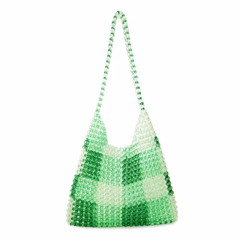 Green, variant on Acrylic Beaded Colorful Shoulderbag Transparent Underarm Purse Beach Bag for Wedding Party