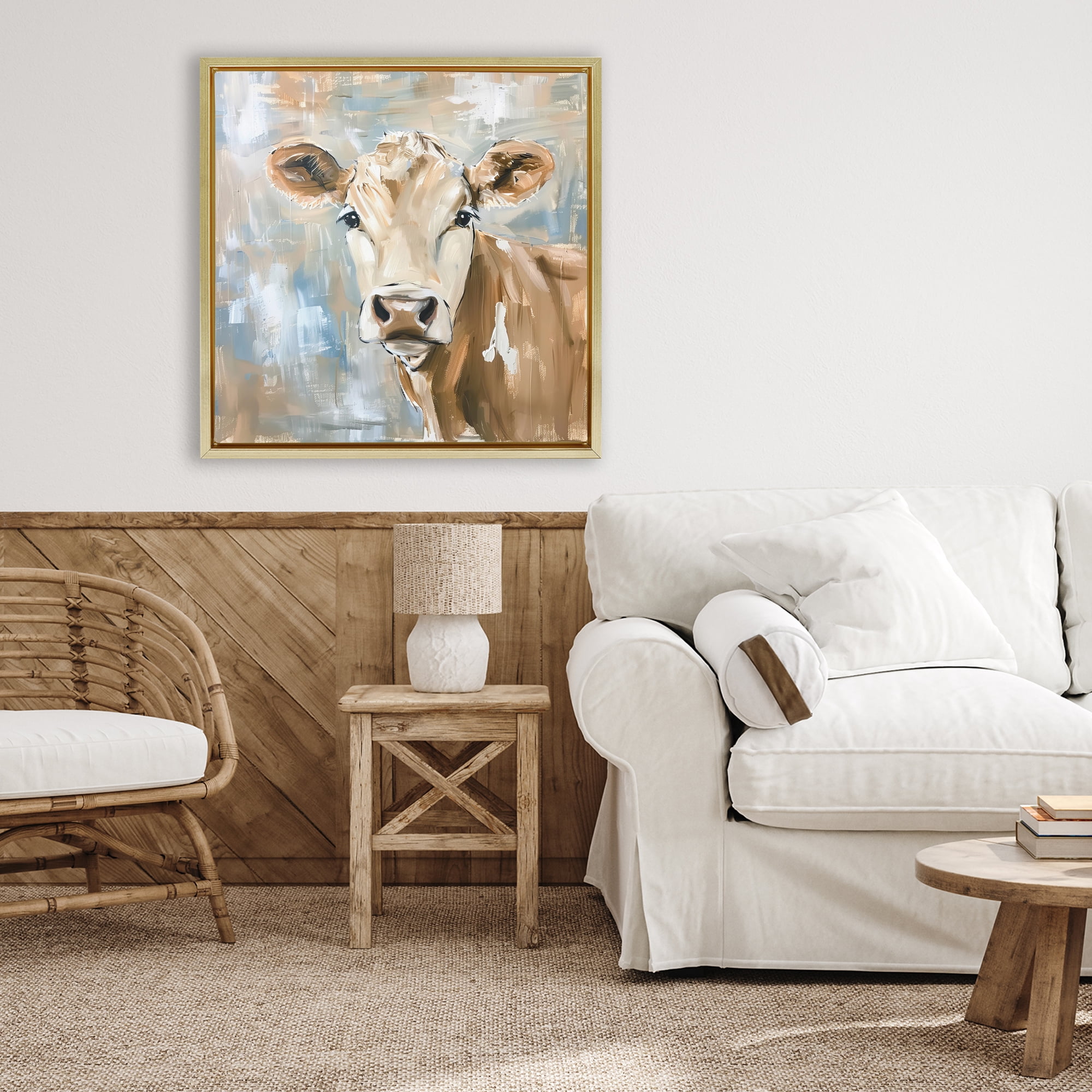 Stupell Industries The Brown Cow Abstract Gold Framed Floater Canvas Wall Art, design by Tina LeCour