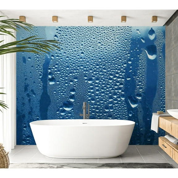 Tiptophomedecor Background & Patterns Wallpaper Wall Mural - Water Drops On Blue Glass