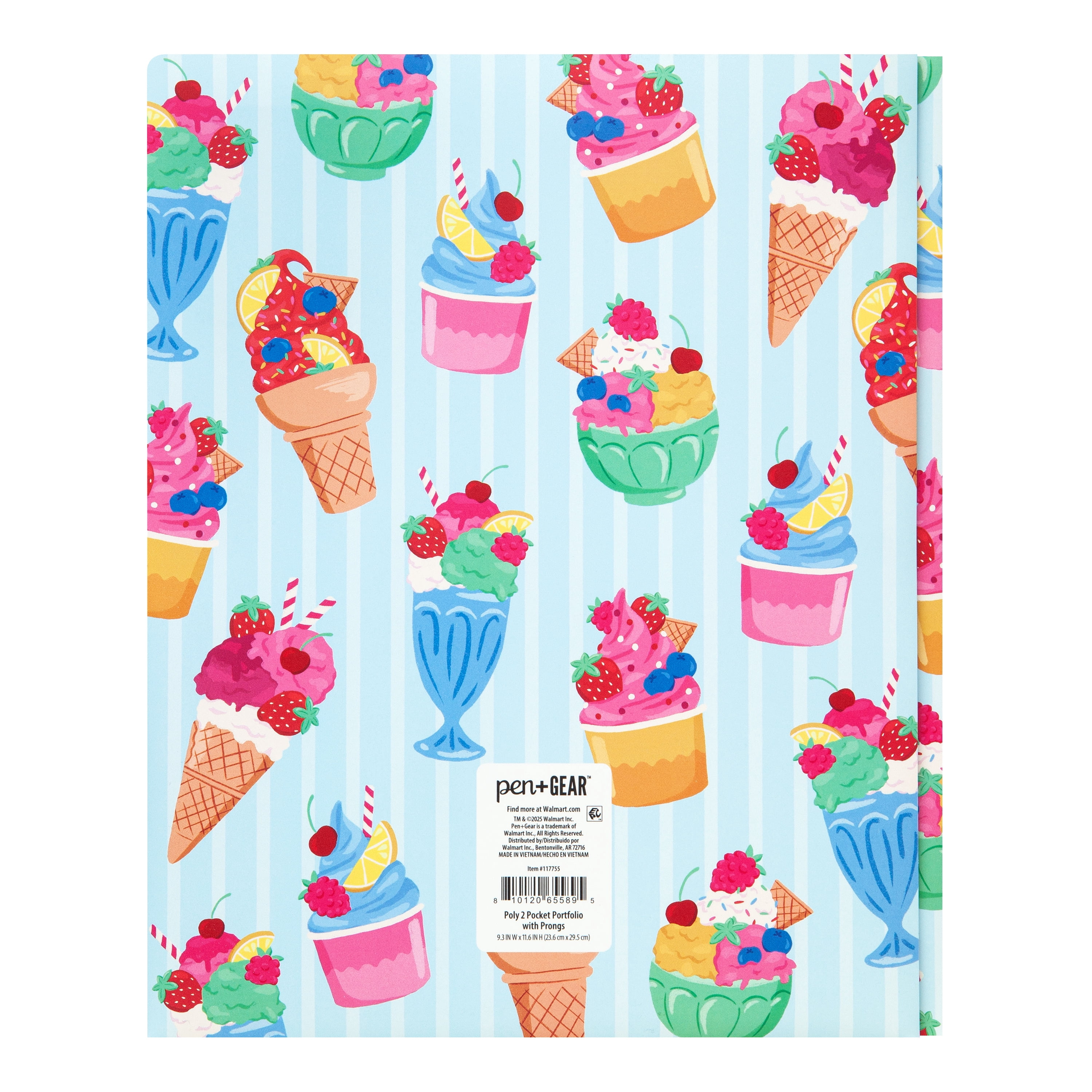 Pen+Gear Folder, 9.3"x 11.6", Blue Desserts, Poly with Prongs, 2 Pockets