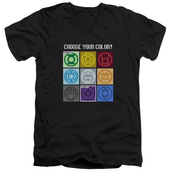 DC Comics Choose Your Color S/S Adult V-Neck T-Shirt 30/1 T-Shirt Black