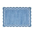 thumbnail image 6 of Large Scalloped Living Room Rug 10x13 Washable Modern Accent Carpet, Contemporary Low Pile Area Rugs with Non-Slip Backing, Stain-Resistant Foldable Floor Mat for Bedroom, Office, Blue, 6 of 7