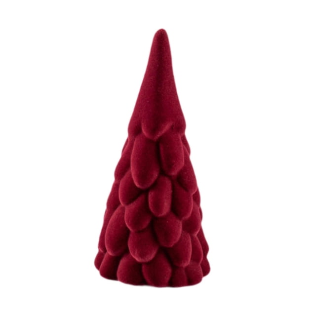 ZheElen Statue de Sapin de Noël en Céramique Rouge Décoration de Table Festive avec Détails Floqués Rouges Élégante et Robuste 7.5x15.5cm