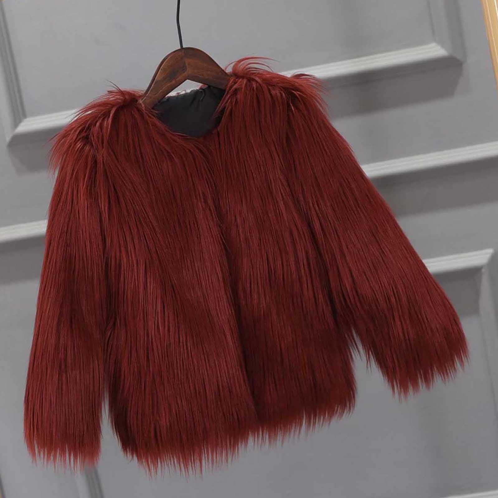 Sinpiling Womens Faux-Fur Coats Plus Size XS-4X Long Sleeve V Neck Zipper Up Jackets Ladies Trendy Solid Warm Cropped Outerwear Coat