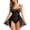 Black, variant on Puntoco Women Lingerie V Neck Babydoll Dress Lace Chemise Sleepwear Mesh Nightgown with Thong Red XL(XL)