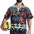 thumbnail image 4 of Love Men's Short Sleeve Poplin Shirt - Casual Printed Button Down Short Summer Beach Shirts Unisex940, 4 of 6