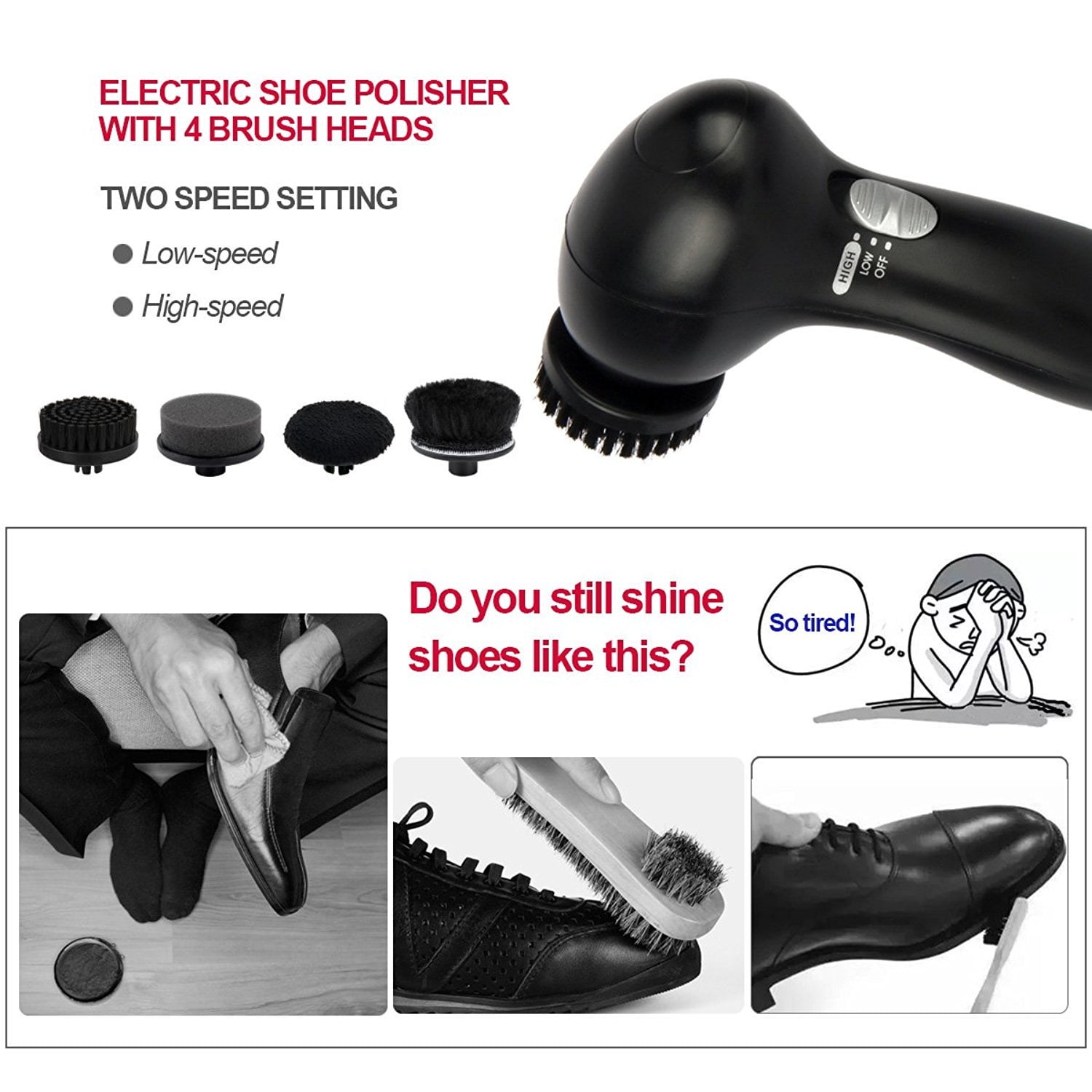 Electric Shoe Shine Kit Casewin Electric Shoe Polisher Brush Handheld Shoe Shiner Dust Cleaner Cleaning Brush Portable Wireless Leather Care Kit for Shoes Bags Sofa Car Seat Walmart Business Supplies