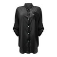 thumbnail image 4 of Black Women Shirts, Women'S Casual V Neck Collared Button Up Blouse Top Solid Summer Shirt,Women Shirts XXL, 4 of 5