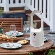 Aiwa Portable Bladeless Fan, Cordless Rechargeable Desk Fan with 6-Speed Settings, White