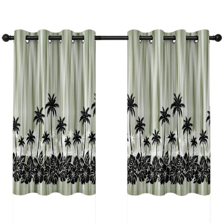 Tropical Coconut Trees Blackout Curtains 54 Inches Long Summer Palm Leaf Green Abstract Thermal Insulated Room Darkening Drapes with Grommets for Living Room 42 W x 54 L 2 Panels