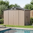 thumbnail image 3 of Clouddwell 8x6 ft. Outdoor Storage Shed with Base, Brown Metal Garden Shed with Double Lockable Doors for Backyard, Patio, 3 of 8