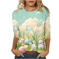 thumbnail image 2 of Easter Shirt for Women Watercolor Eggs And Floral Graphic Tunic Three Quarter Sleeve Crewneck Soft Stretch Fabric Festival Apparel Gift For Women, 2 of 6