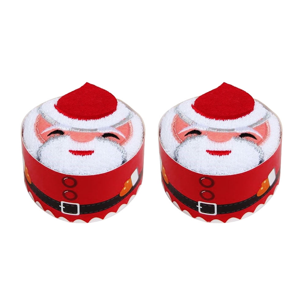FRCOLOR 2Pcs Christmas Towels Creative Cotton Bath Towel Cake Modelling