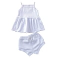 thumbnail image 1 of Xingqing 2PCS Infant Baby Girl Sleeveless Square Neck Plain Dress Solid Color Shorts, 1 of 5