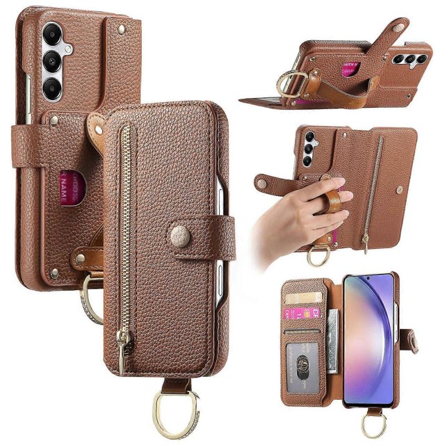 For Samsung Galaxy A25 5G (Global) (161.0 x 76.5 x 8.3mm) Case RFID Blocking Zipper Wallet PU Leathe