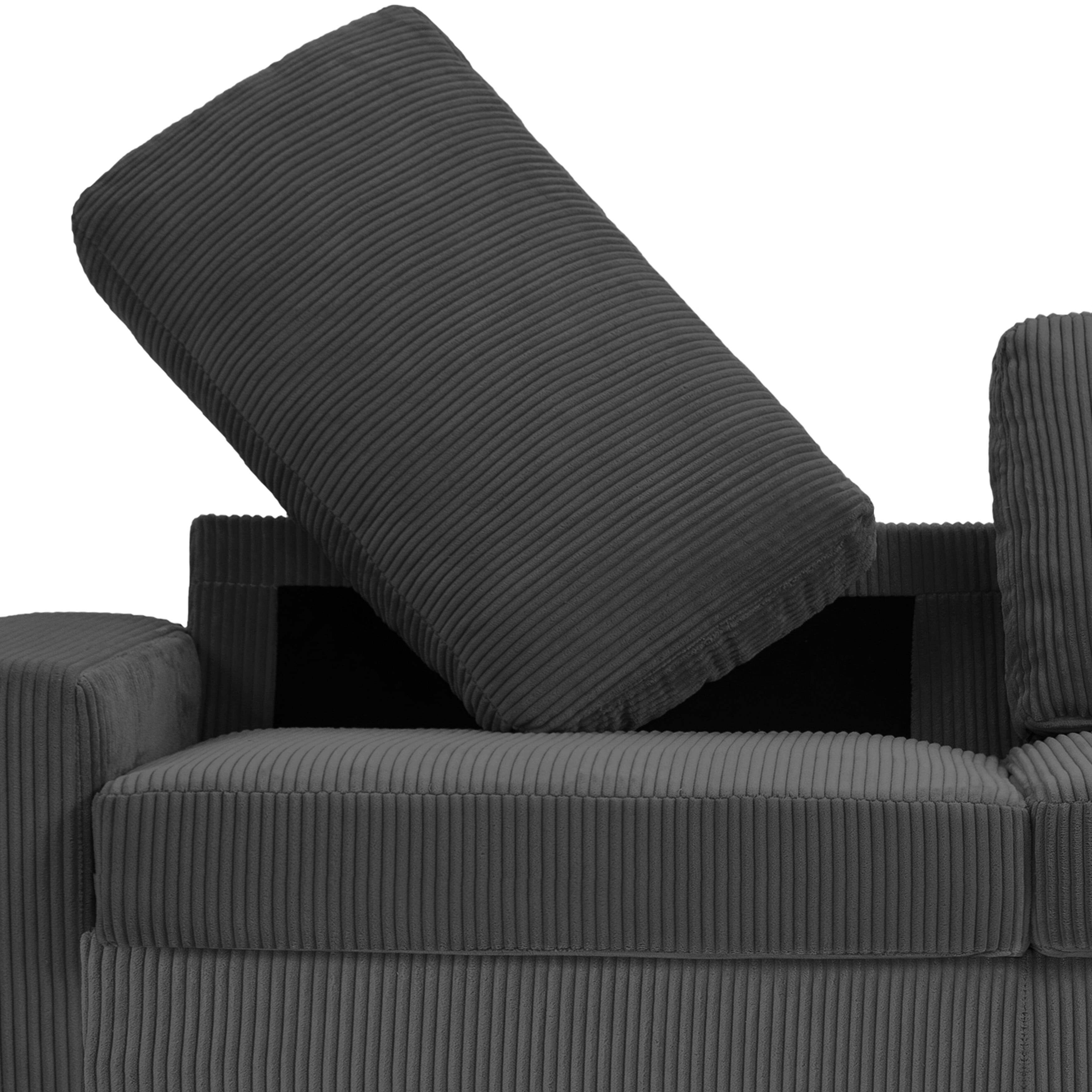 UIXE 80 Inch Loveseat Sofa Couch, Modern Comfy Upholstered 3-Seater Couches for Living Room, Wide Track Armrest Sofa Luxury Solid Wood Indoor Furniture, Corduroy Gray