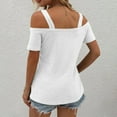 thumbnail image 6 of Wenyuyu Womens Cold Shoulder Tops Summer Solid Cut Out T-Shirts Double Straps Short Sleeve Going Out Blouses White XL, 6 of 7