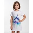 thumbnail image 2 of Girls Relaxed Elegant Short Sleeve Dress Relaxed-Fit Round Neck Casual Sundress for Big Girls Age 6-13, 2 of 6