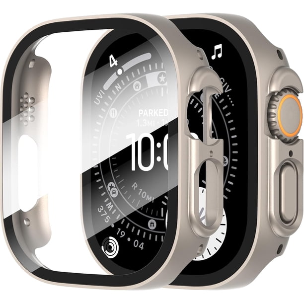 Yanonmyfd 2 Piezas Funda para Apple Watch Series 6/5/4/SE 3/SE 2/SE 40mm Protector Pantalla Vidrio Templado Incorporado,HD Protección Completa PC Dura Estuche Protective Case,Negro,40mm