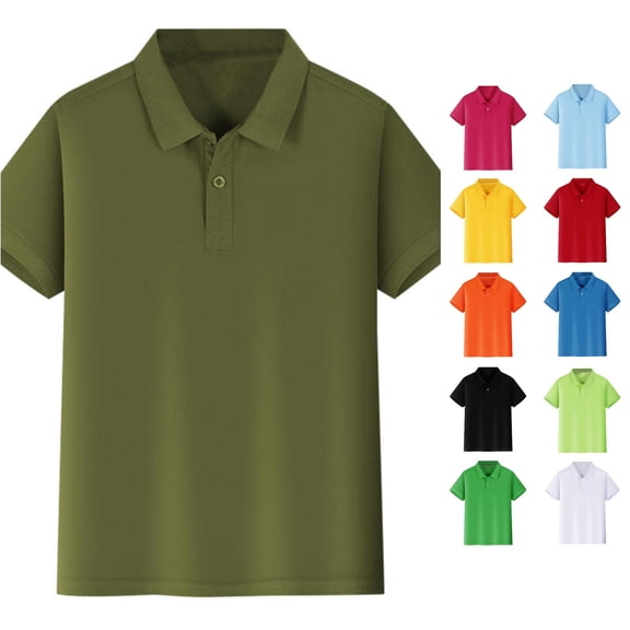 Trendfront Girls Solid Color Polo Shirt Collared Short Sleeve Button Placket Classic School Uniform Top For Back To School Classroom Wear