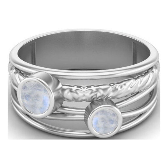 4mm Round Rainbow Handmade Split Shank Band 925 Sterling Silver Dual Stone Women Mother's Day Gift Ring