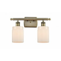516-2W-AB-G341-Innovations Lighting-Hadley - 2 Light Bath Vanity In Art Deco Style-9 Inches Tall and 16 Inches Wide-Antique Brass Finish-Matte White