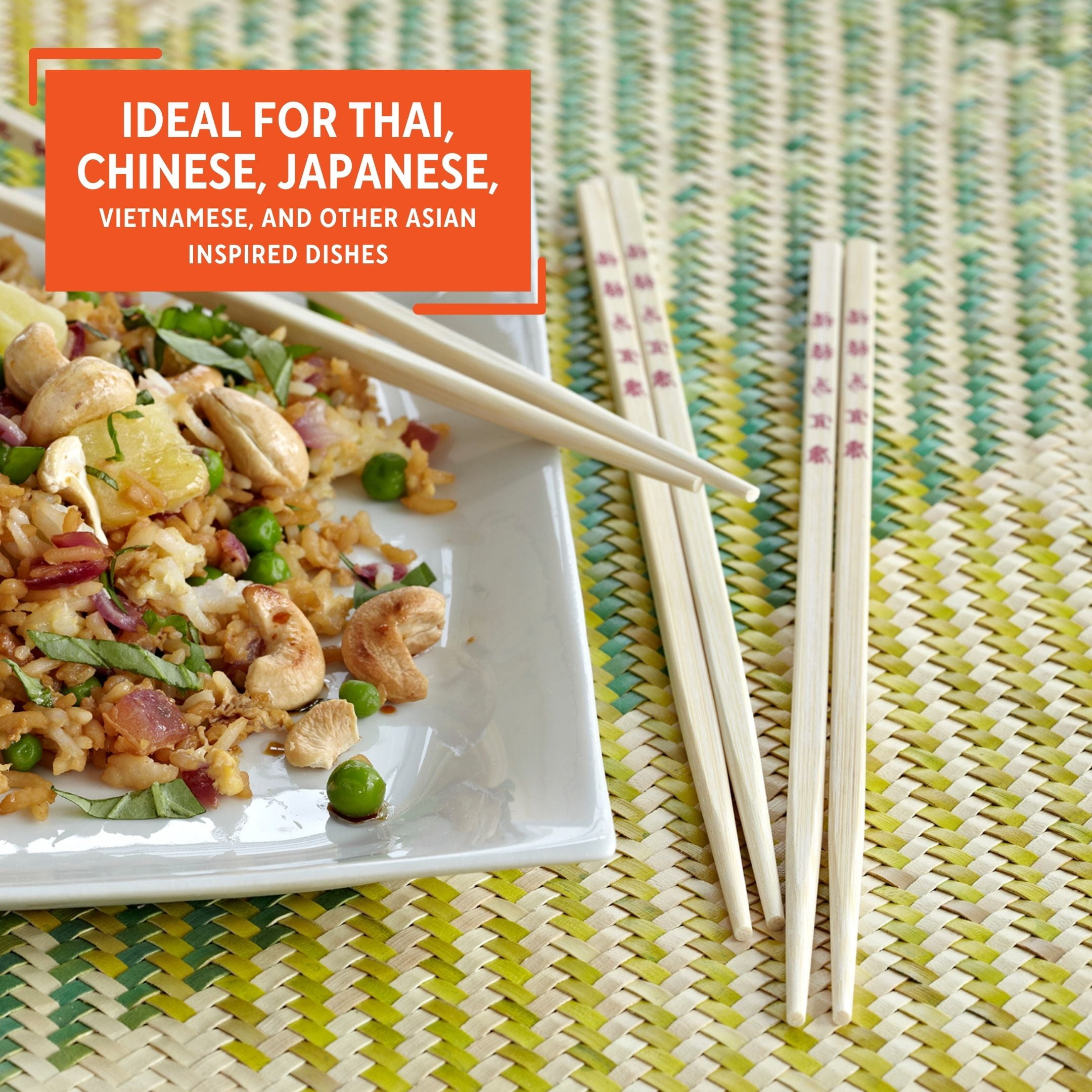 (4 pack) Imusa 10.5" Traditional Bamboo Chopsticks, 12 Pack