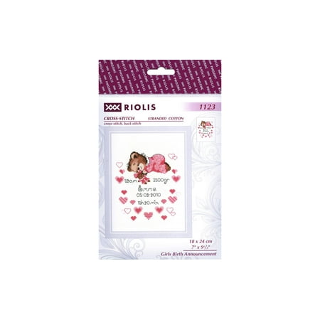 UPC: 4607154523872 | Riolis Cross Stitch Kit Girls Birth Announcement