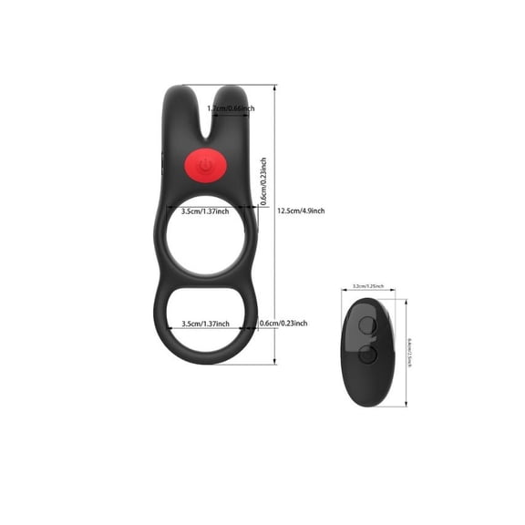 Red Dot Silicone Rechargeable Vibrating Penis Ring V1 with Remote Control, Black