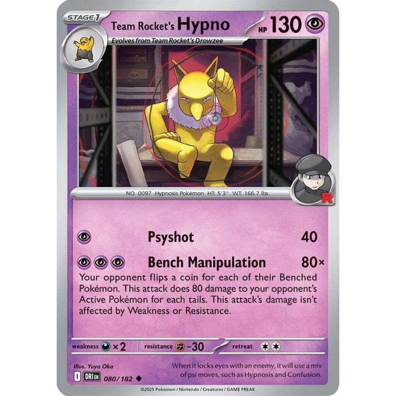Pokemon Destined Rivals Uncommon Team Rocket's Hypno #80