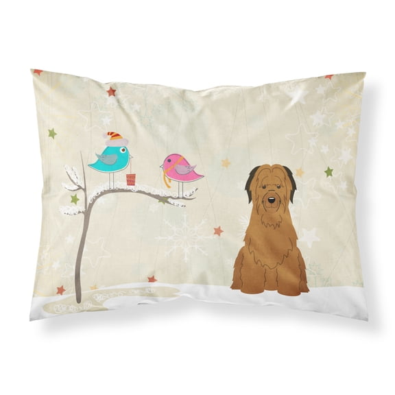 Christmas Presents between Friends Briard - Brown Fabric Standard Pillowcase