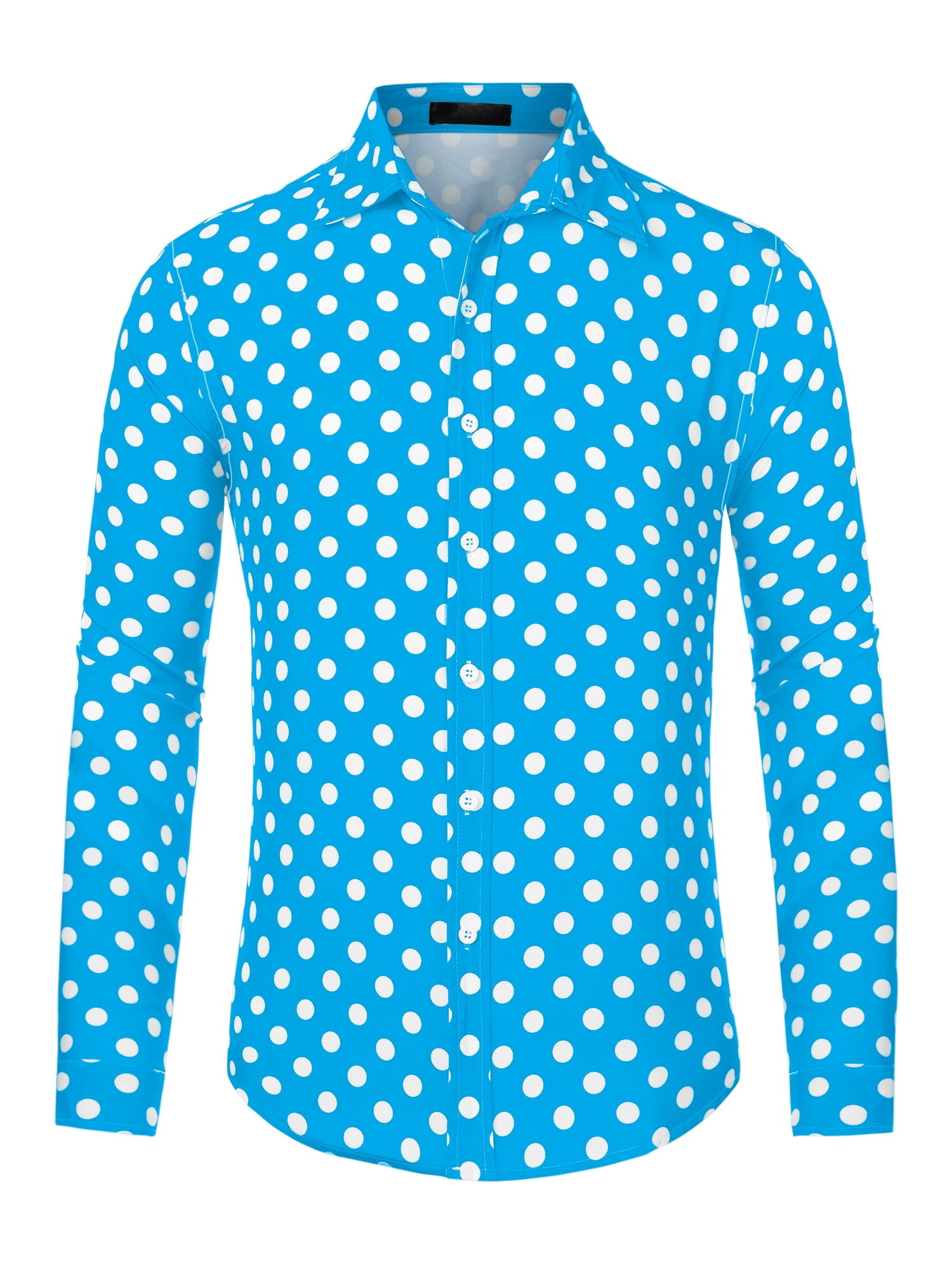 blue and white polka dot shirt mens